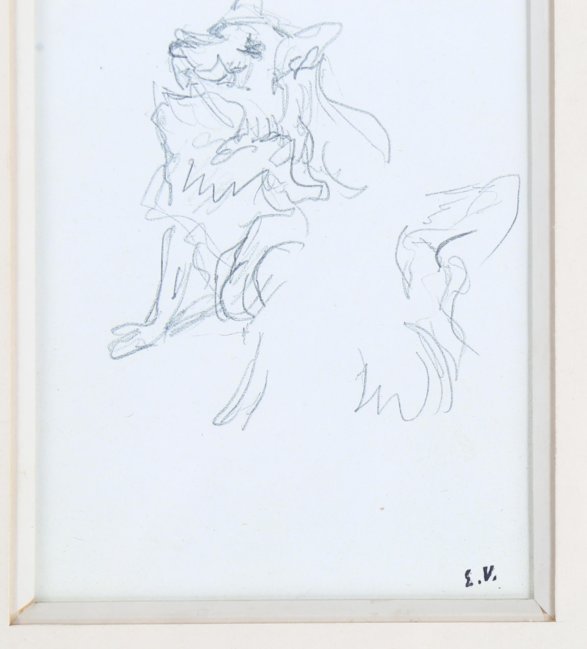 Edouard Vuillard (1868 - 1940), Etude De Chien, print with gallery labels verso, 18cm x 10cm, framed - Image 3 of 4