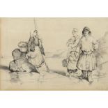 George Stubbs (flourished 1837 - 1860), study of the costume of the Boulogne fishing people, pen and