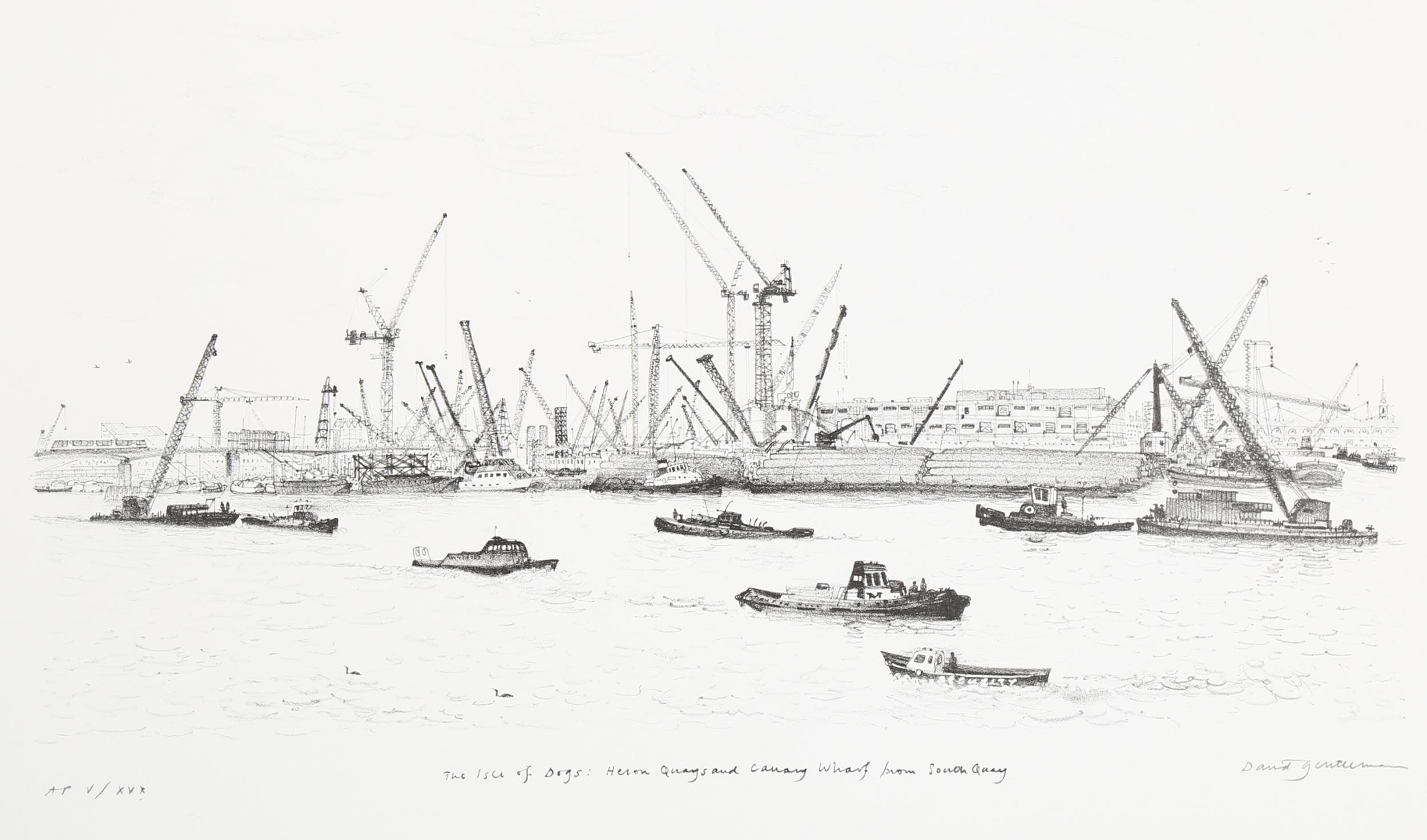 David Gentleman, the Isle of Dogs, lithograph, signed in pencil, artist's proof, sheet 40cm x