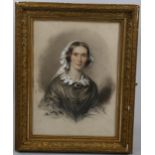 Edward Havell, portrait of a woman, charcoal heightened with white, signed and dated 1859, 48cm x