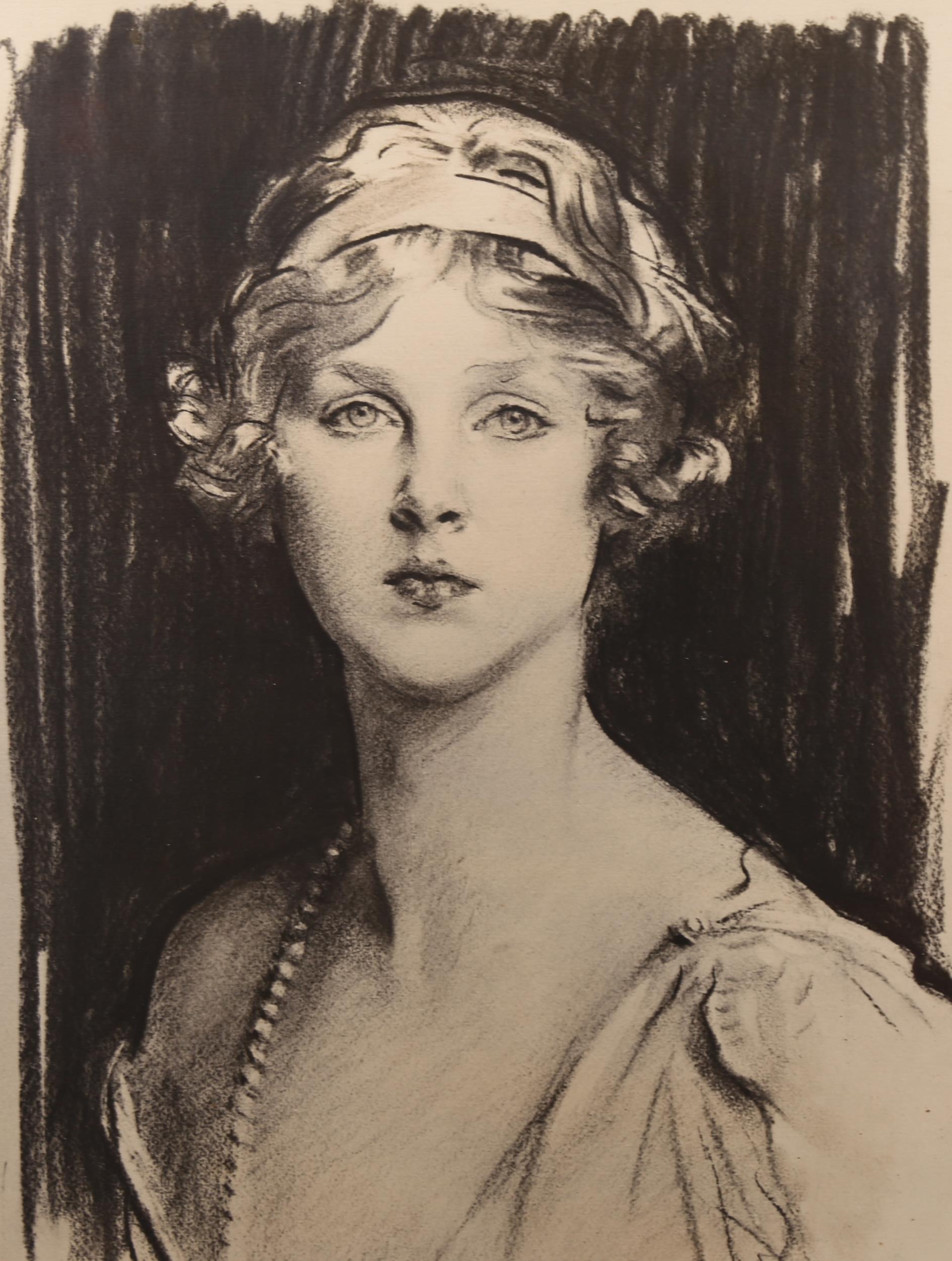 After John Singer Sargent, portrait of Lady Diana Manners, lithograph, 60cm x 48cm, framed Good - Image 2 of 4