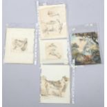 Attributed to George Morland, group of watercolour and ink sketches (5)