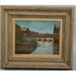 French School, oil on canvas, view on the Seine, oil on canvas, unsigned, 27cm x 35cm, framed
