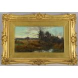 William Manners (1860 - 1930), pair of rural landscapes, oils on board, signed, 13cm x 24cm,