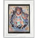 Indonesian School, study of a deity, signed and inscribed, 17cm x 13cm, framed Good condition