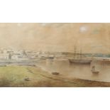 R P Herdman, harbour scene, watercolour, signed and dated 1882, 19cm x 32cm, framed Paper