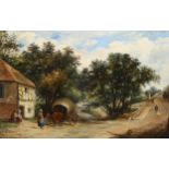 George Vicat Cole (1833 - 1893), a country lane, oil on canvas, 1878, signed with monogram, 30cm x