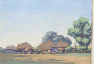 Kenneth Broad, a Sussex farm, colour woodblock print, signed in pencil, no. 49/150, image 25cm x