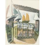 Eric Ravilious (1903-1942), lithograph in colours on paper, Model Ships and Railways, 18.5cm x 15cm,