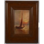 George Hyde Pownall, launching the boat at daybreak, oil on board, 21cm x 13cm, framed Good