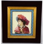 Leconte, portrait of a lady, painting on porcelain plaque circa 1900, signed, 40cm x 34cm, framed