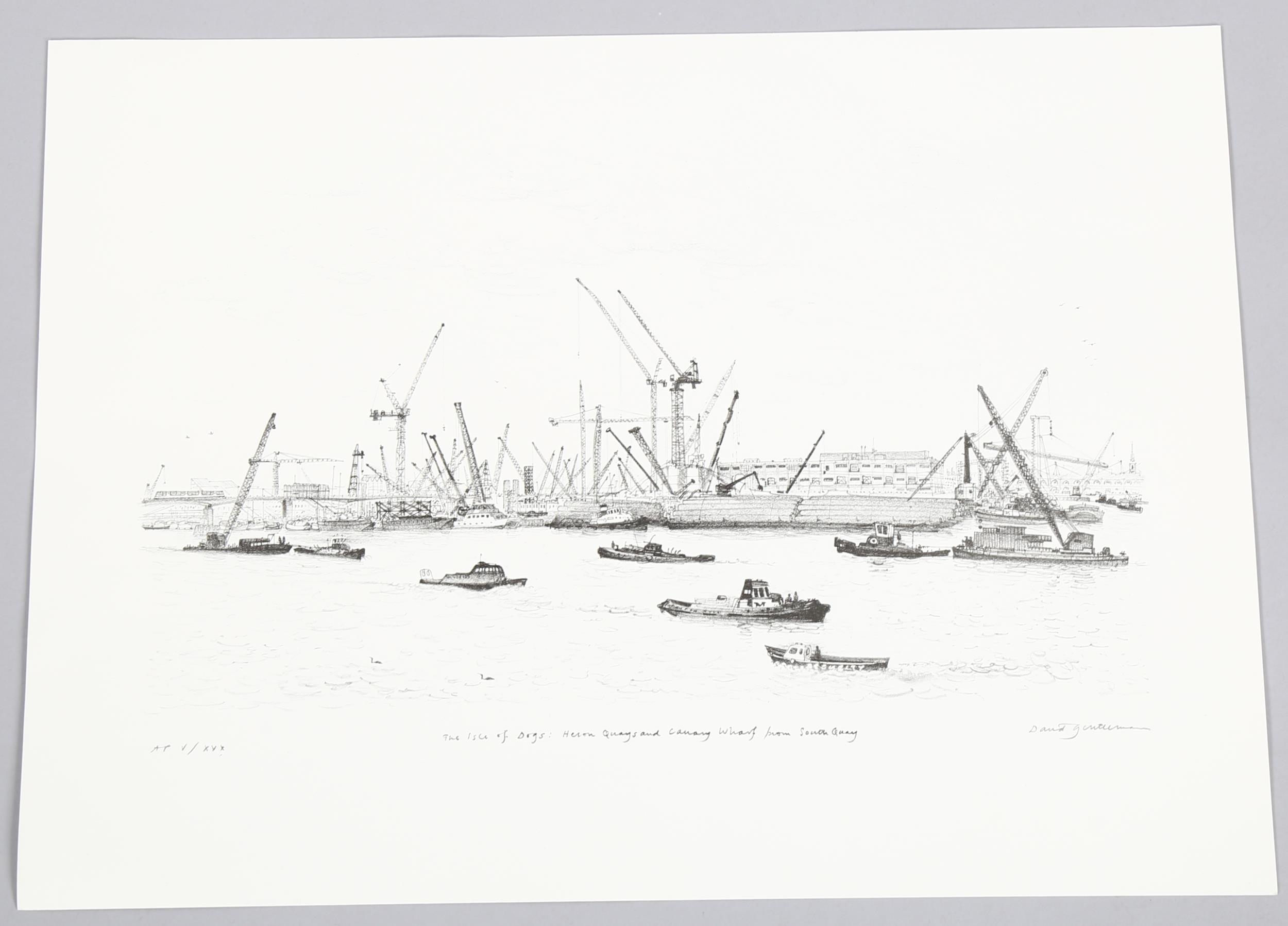 David Gentleman, the Isle of Dogs, lithograph, signed in pencil, artist's proof, sheet 40cm x - Image 2 of 4