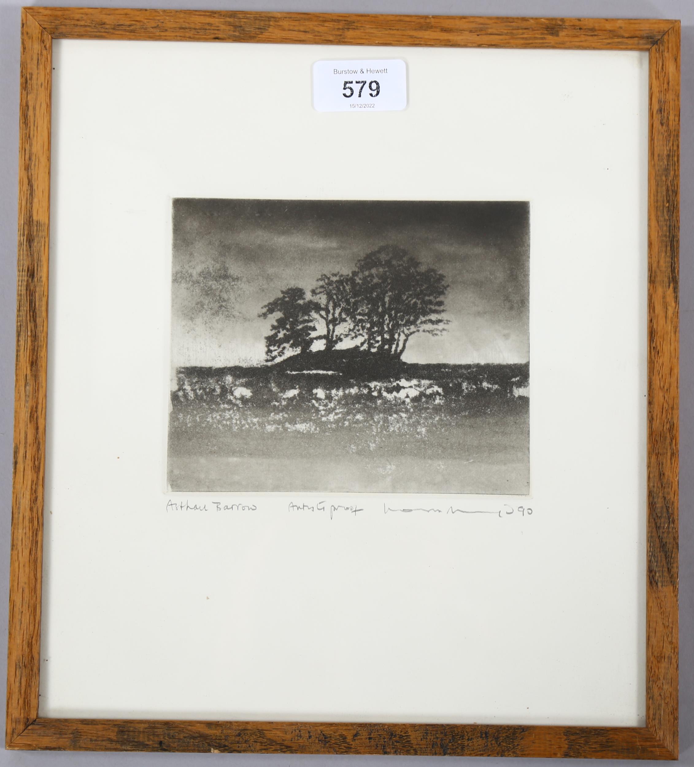 Norman Ackroyd RA (born 1938), Asthall Barrow, etching, signed in pencil, 1990, artist's proof, - Image 2 of 4