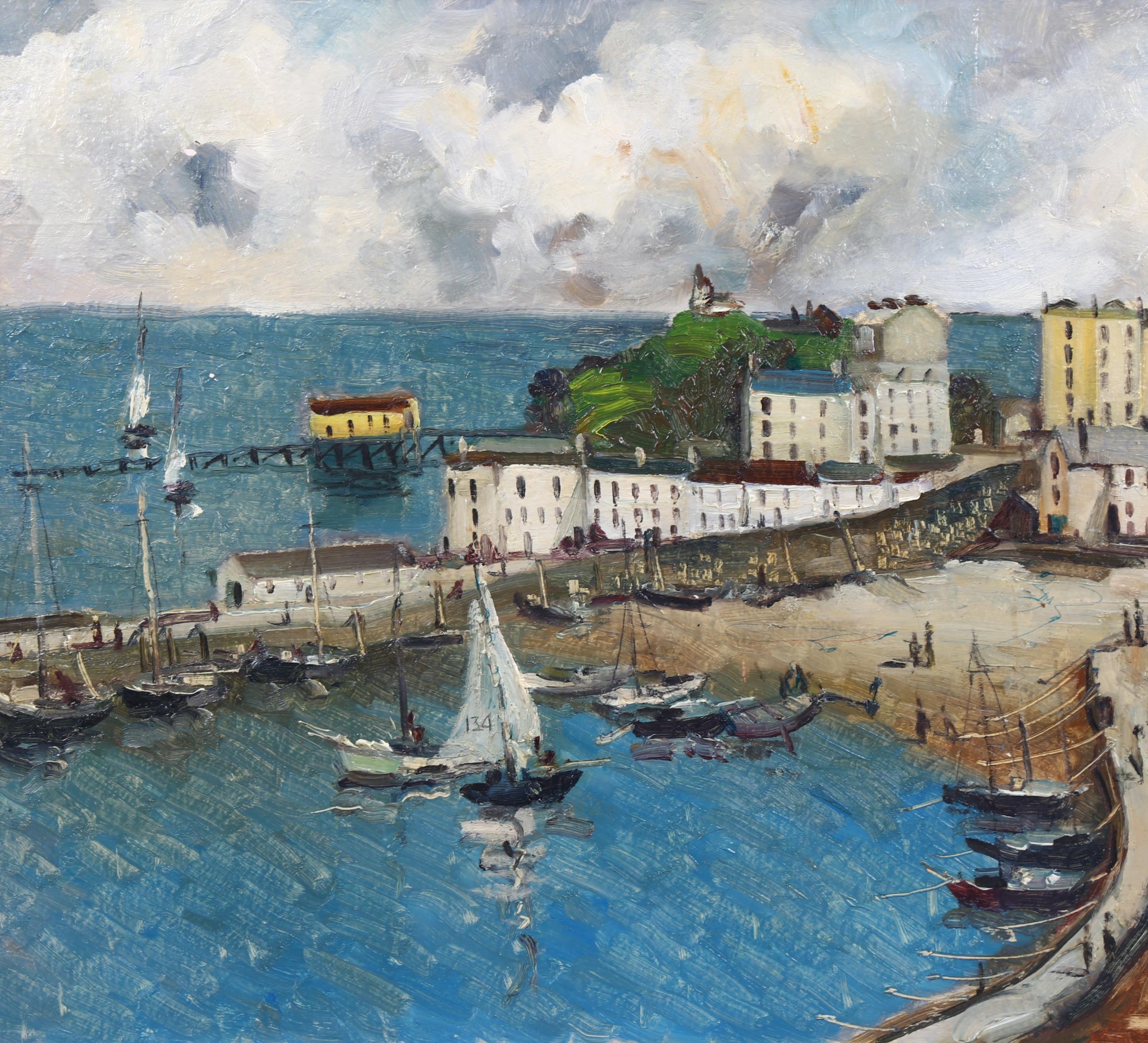 Mid-20th century oil on canvas, Tenby Bay, unsigned, 46cm x 62cm, framed Good original condition - Image 2 of 4