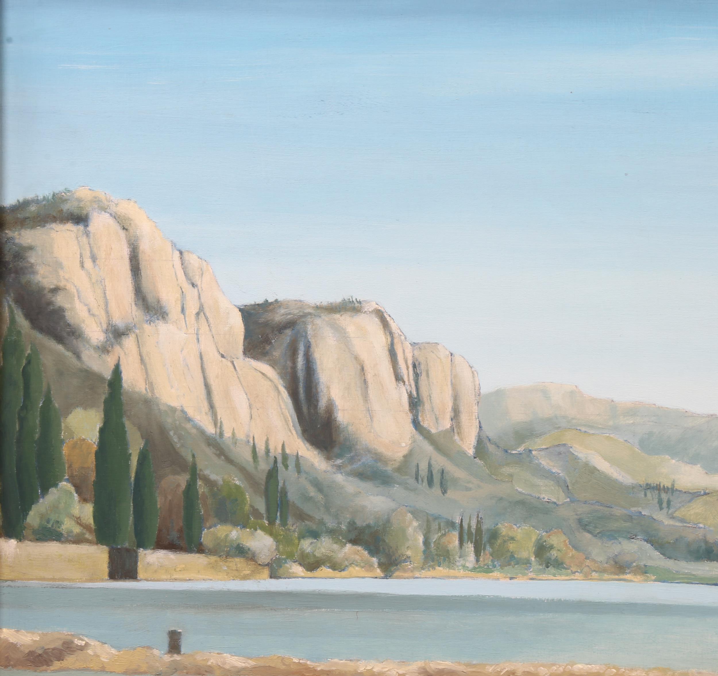 Richard Wyndham Finch (1926-2011), oil on board, Italian Seascape, 31cm x 90.5cm, framed - Image 2 of 4