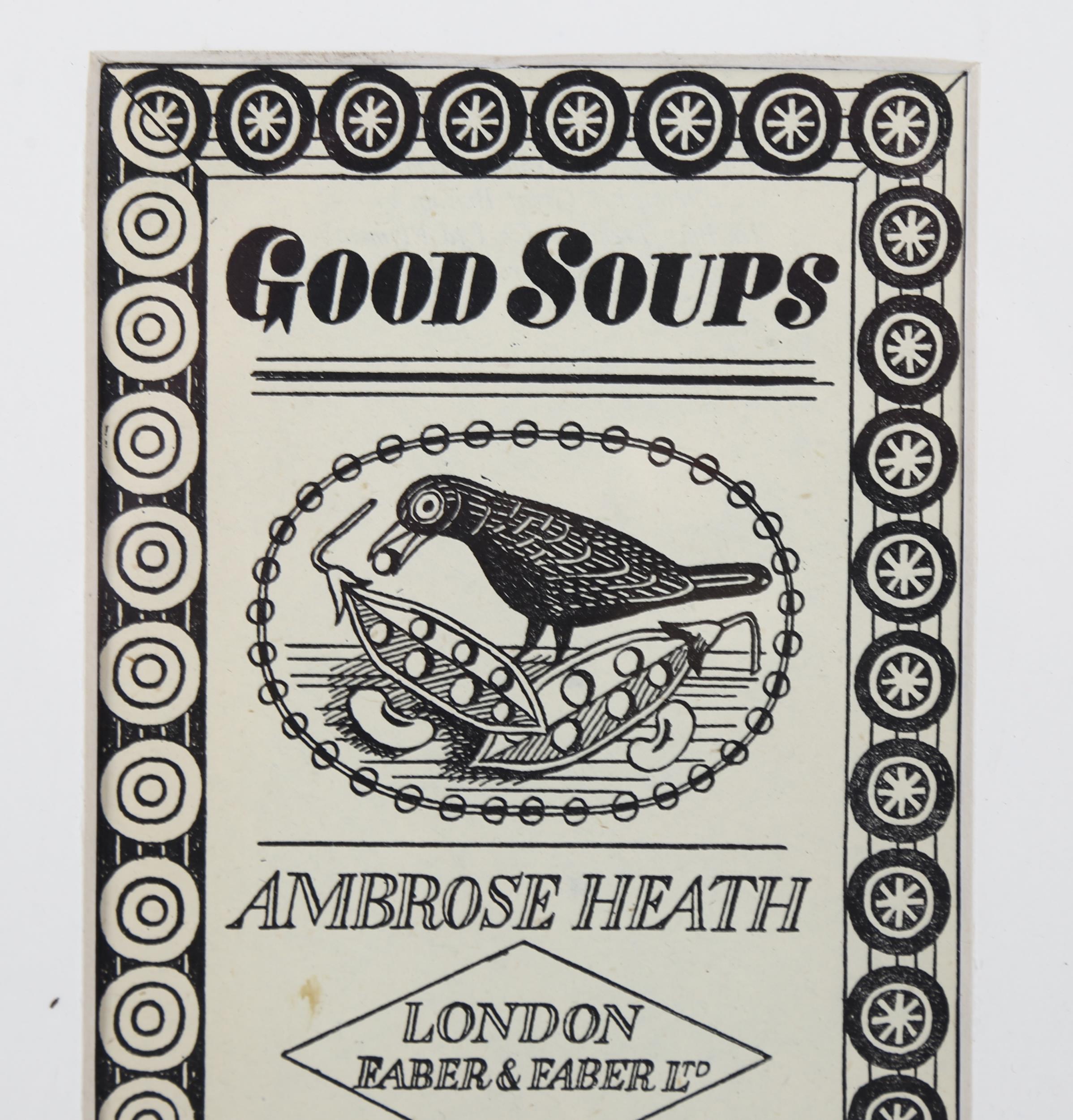 Edward Bawden, good soups, woodcut print, book sheet for Faber & Faber 1946, 15cm x 10cm, framed 1 - Image 3 of 4