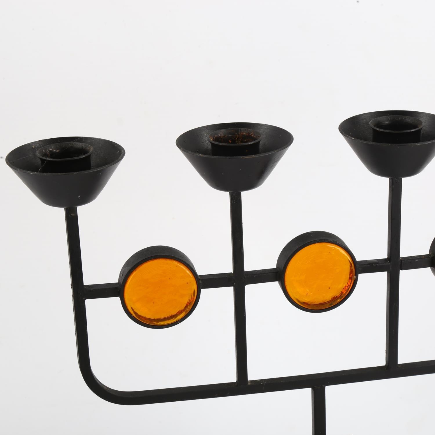 GUNNAR ANDER for Ystad, a four branch 1950/60s wrought iron candelabrum, height 33cm - Image 2 of 3