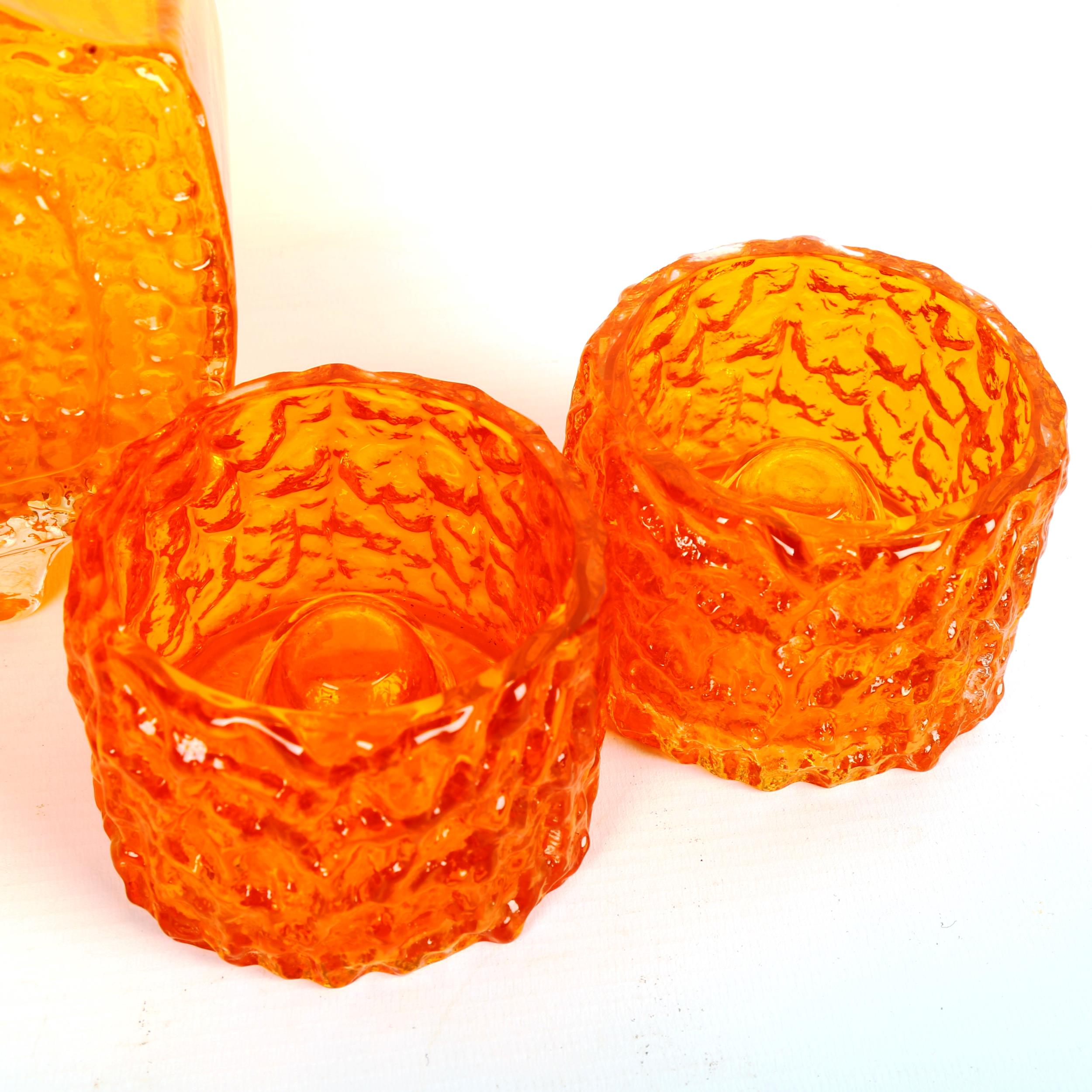 GEOFFREY BAXTER for Whitefriars Glass, a Tangerine TV textured vase and two Tangerine candle - Image 2 of 3