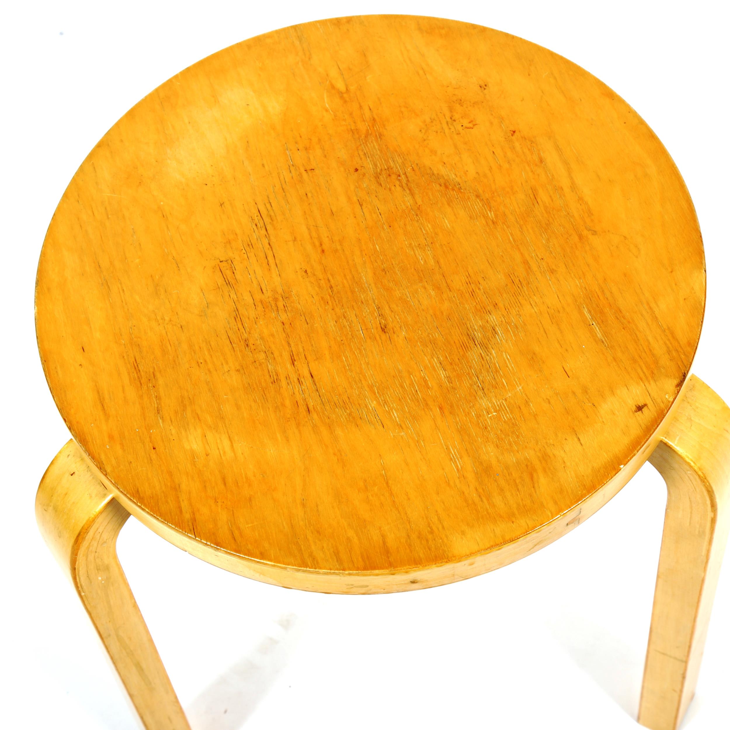 ALVAR AALTO, a model 60 1930s' stool Refinished surfaces, no makers label, good structural condition - Image 4 of 4