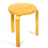 ALVAR AALTO, a model 60 1930s' stool Refinished surfaces, no makers label, good structural condition