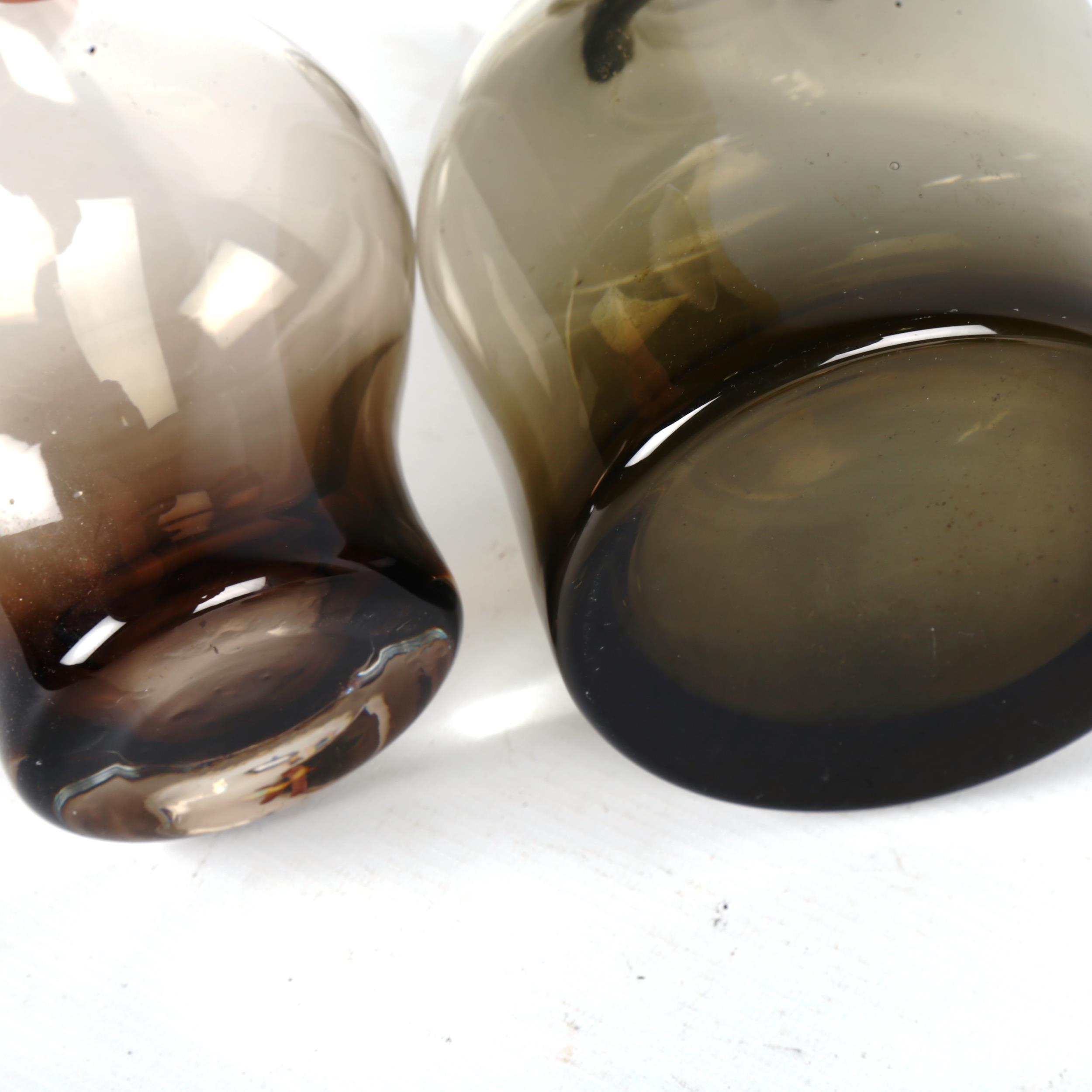 2 mid-century smoked glass decanters, tallest 28cm smallest decanter has several chips to rim and - Image 4 of 4