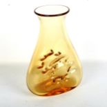 WHITEFRIARS GLASS, a gold dimpled vase, late 1970s', height 20cm Good condition