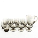 A WHITEFRIARS Glass water set of 6 glasses and jug, together with 6 Whitefriars sundae glasses, in