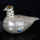OIVA TOKKIA for Nuutajarvi, glass bird , signed to base with makers label, height 12cm Good