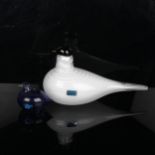 OIVA TOKKIA for Nuutajarvi, 2 glass birds , both signed to base with makers labels, tallest 12cm