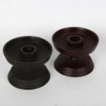 ROBERT WELCH, two mid-century iron candle holders, height 6cm One black, one burgundy, good