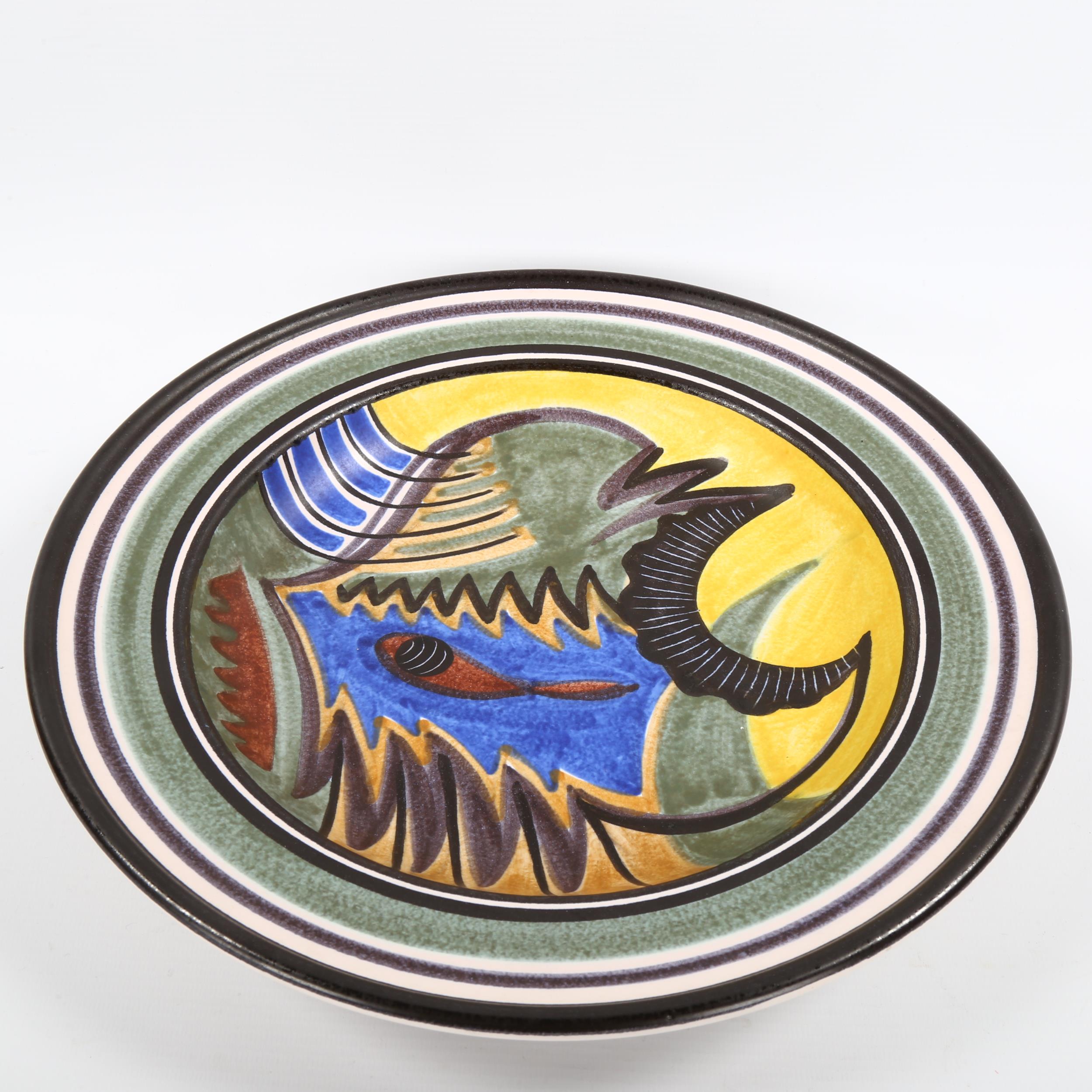 RIGMOR NIELSEN for Soholm pottery, a large Danish platter with abstract painted design, maker?s mark - Image 2 of 3