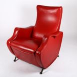 A mid-century Italian designer reclining armchair by LORENZO BERGALLO for Fratelli Bergallo of Turin