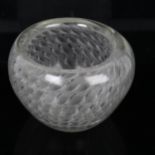 A mid-century thick walled bubble glass bowl, rubbed makers name to base possibly NUUTAJARVI