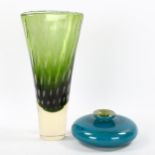 A 1970s' Mdina vase, circa 1970, designed by MICHAEL HARRIS, and 1970s Czech green bubble glass