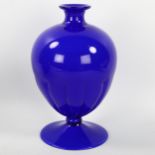 CENEDESE, Murano, Italy, a 1950?s cobalt blue glass vase, signed to base, height 23cm Good