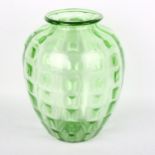 A large mid-century green glass vase, with pontil marks to base, height 30cm Good condition, no