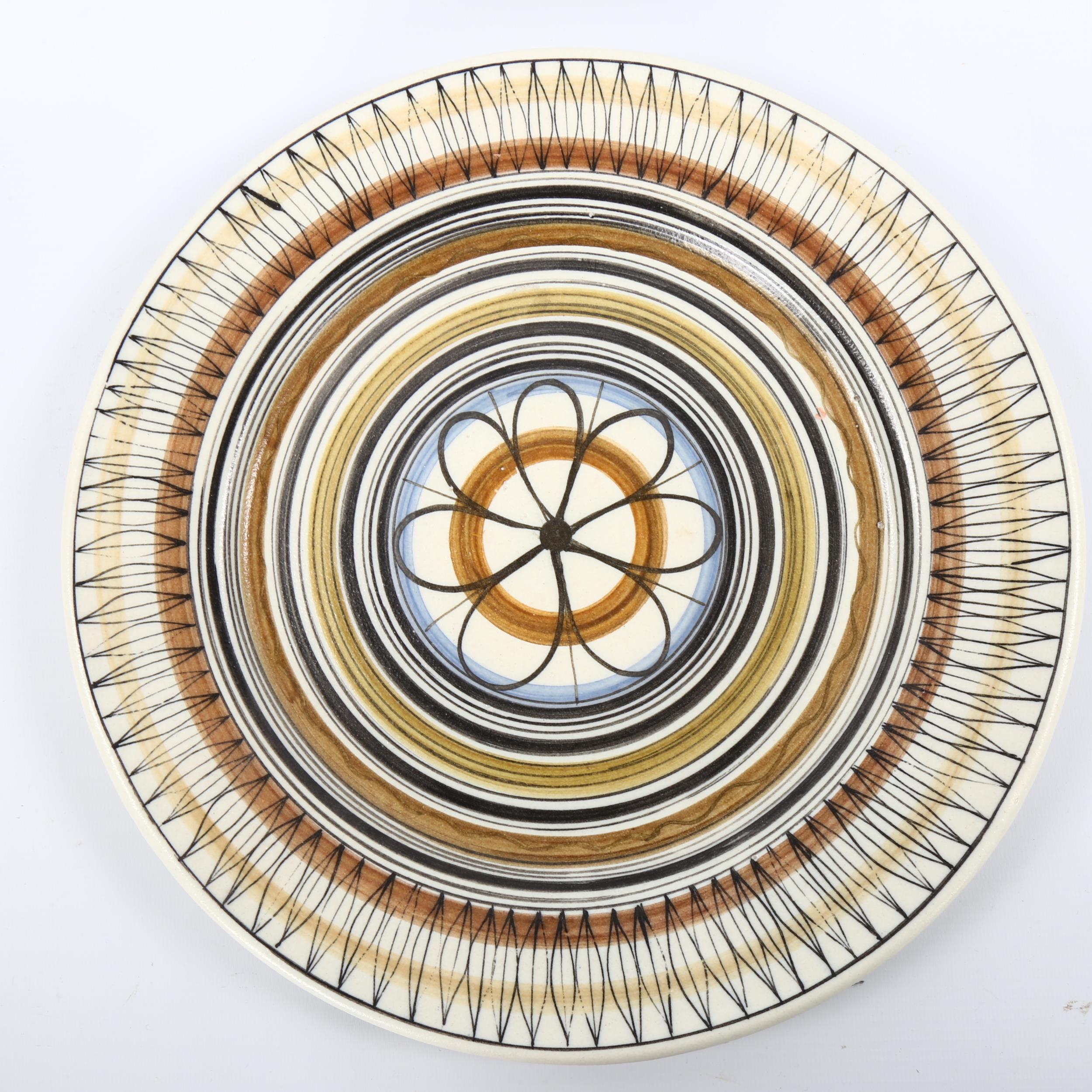 A mid-century Mallorcan earthenware wall plate, diameter 32cm Good condition