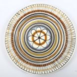 A mid-century Mallorcan earthenware wall plate, diameter 32cm Good condition