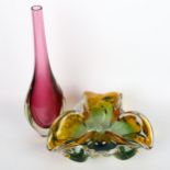 Two pieces of mid-century Murano glass, unsigned, tallest 29cm Good condition, no chips or cracks