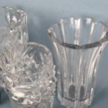 2 ORREFORS clear glass vases and another bark style vase, Orrefors vases with makers marks,