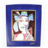 A GOEBEL, Artis Orbis PABLO PICASSO raised dish, Buste de Femme Bleu design, can be hung, 1996