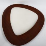 GOFFREDO REGGIANI, a 1960s' design wall light, frosted glass on teak ply back board, diameter 40cm