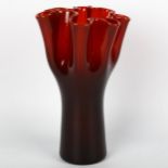 INKERI TOIKKA, (wife of Oiva Toikka) a 1960s' "Poimu" vase in deep red, signed Inkeri Toikka