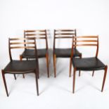 NIELS OTTO MOLLER for JL MOLLER, a set of 4 Model 78 rosewood dining chairs, designed 1962, with