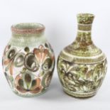 GLYN COLLEGE for Denby, two mid-century vases, makers stamp on base one signed, tallest 22cm Good