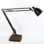 A HERBERT TERRY anglepoise lamp on iron square section base, makers marks bottom on stem, height