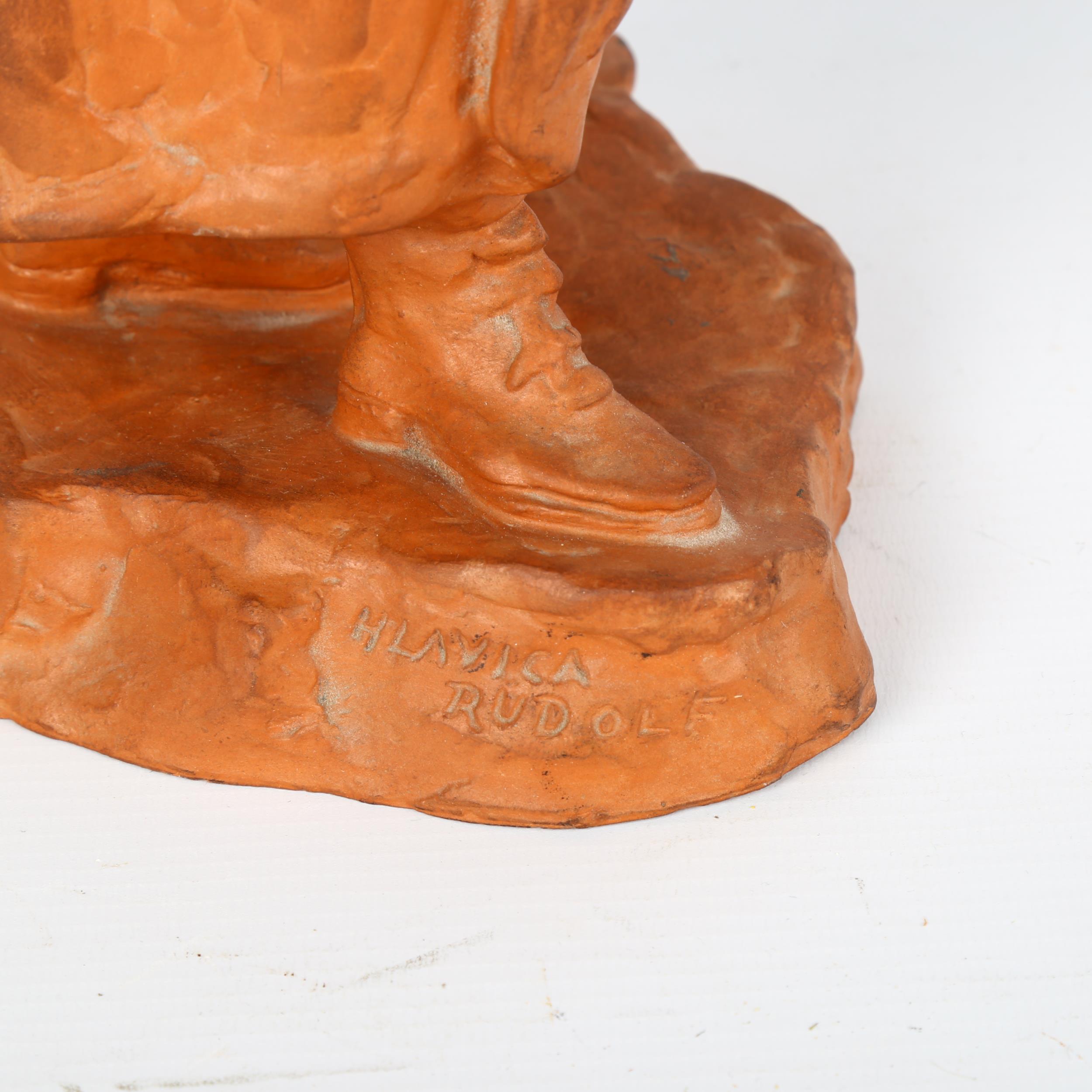 RUDOLF HLAVICA, (1897-1971), a terracotta pottery sculpture of a soldier by Pexider, Czechoslovakia, - Image 3 of 3