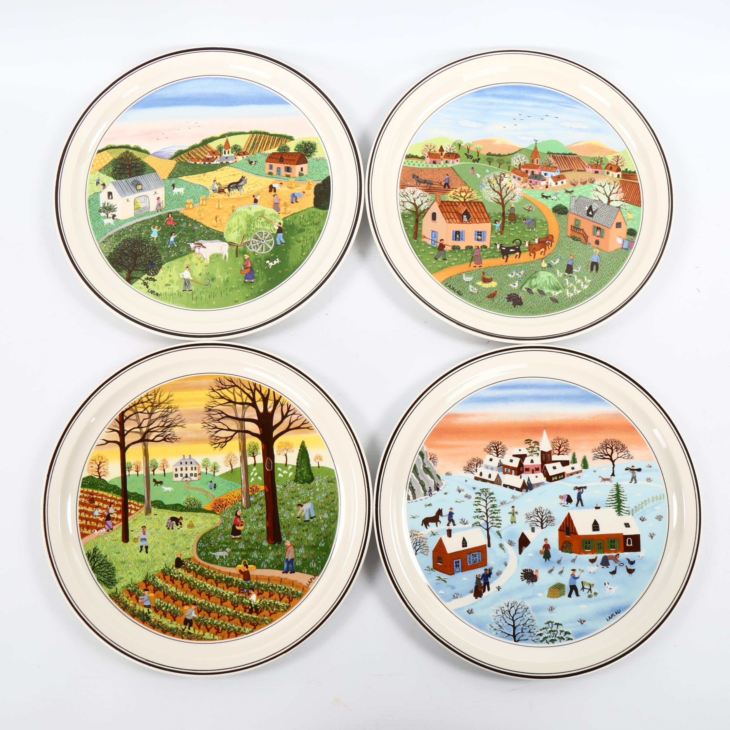 GERARD LAPLAU for VILLEROY and BOCH, a collection of 4 seasons plates, diameter 23cm Good condition