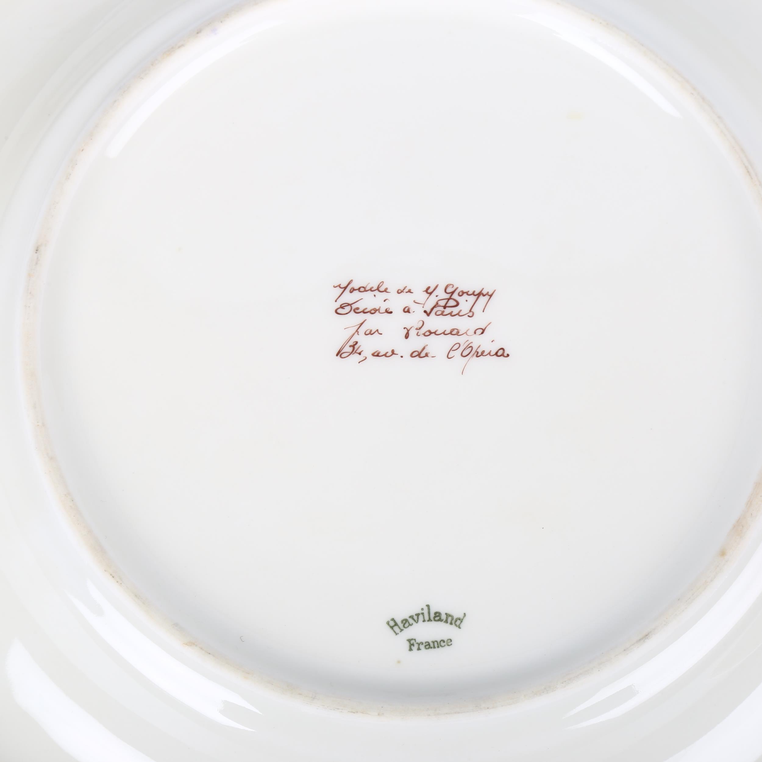 MARCEL GOUPY for ROUARD, Paris,1930s, a pair of dinner plates with gilt rim and sponged floral - Image 3 of 3