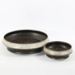 RORSTRAND Drejar Gruppen 1972, two stoneware bowls, makers marks and label, largest diameter 31cm